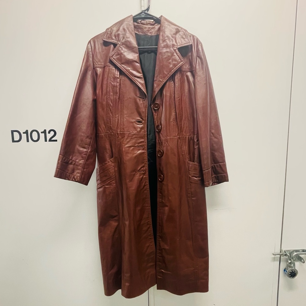 vintage 70s oxblood leather trench